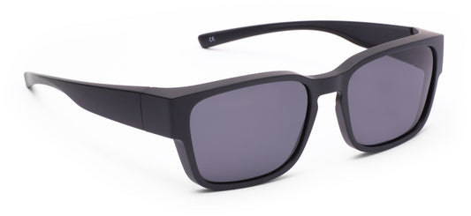 Overzetzonnebril klein hoekig - Mat Zwart