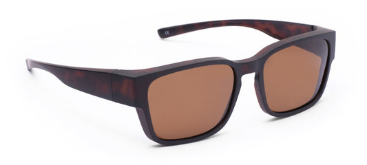 Overzetzonnebril klein hoekig - Mat Havanna